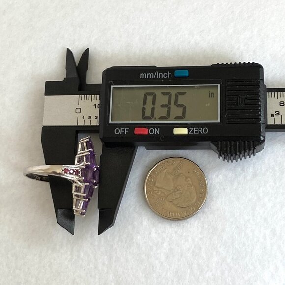 Sterling Silver 925 STS Multi Gemstone Amethyst & Garnet Statement Ring Sz 9 - Picture 15 of 16